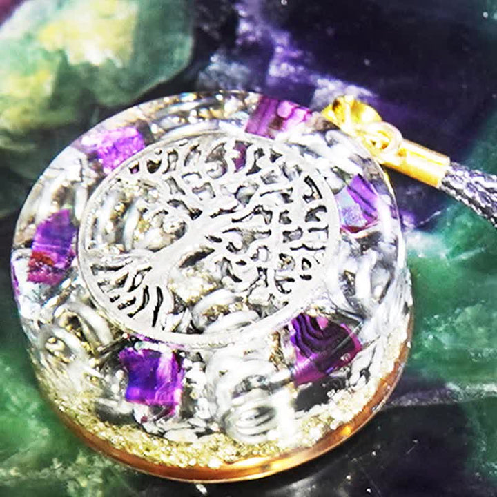 Olivenorma Natural Charoite Clear Crystal Hematite Orgone Necklace - image 3