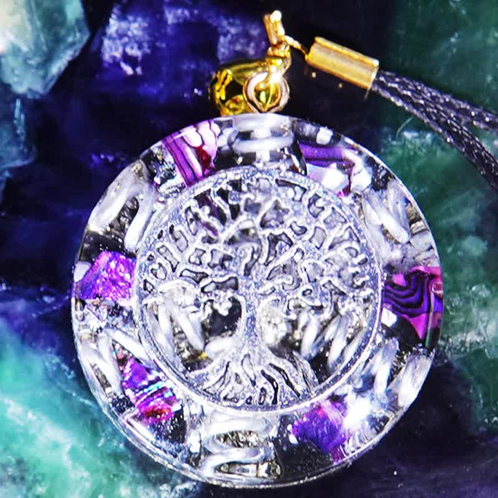 Olivenorma Natural Charoite Clear Crystal Hematite Orgone Necklace - image 2