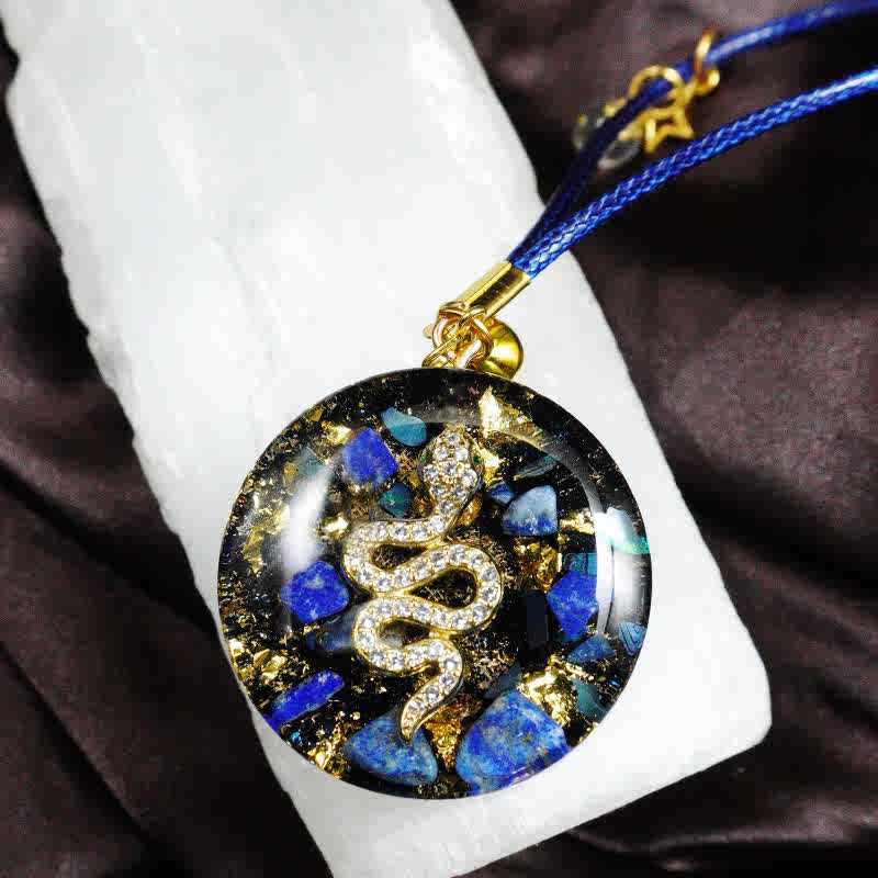 Olivenorma Natural Lapis Lazuli Obsidian Orgone Necklace - image 1
