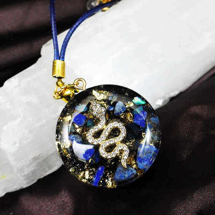 Olivenorma Natural Lapis Lazuli Obsidian Orgone Necklace - Necklace (beaded rope) - image 0
