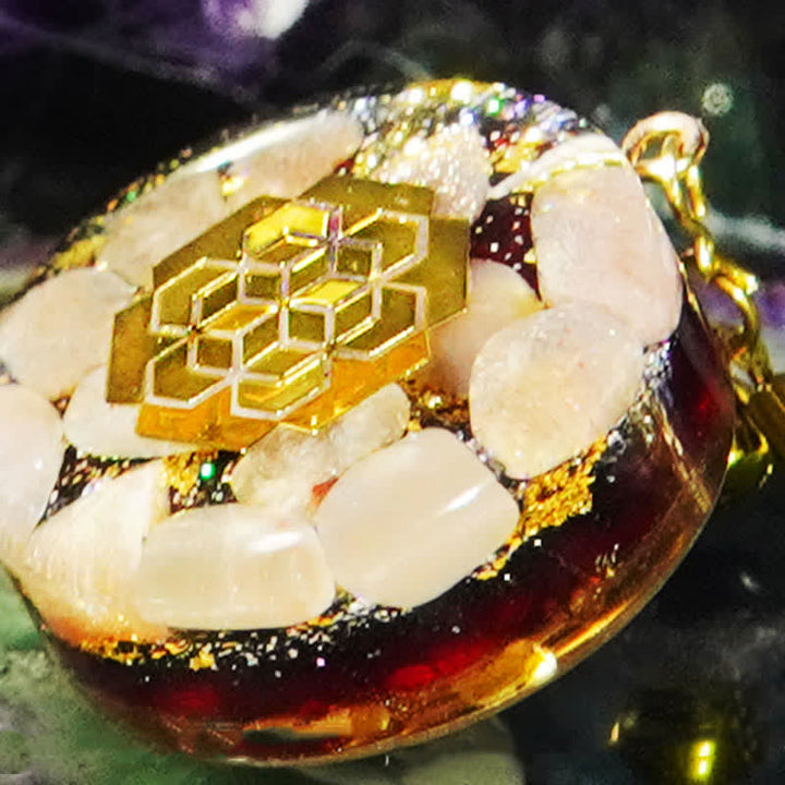 Olivenorma Natural Garnet Sun Stone Orgone Necklace - image 3