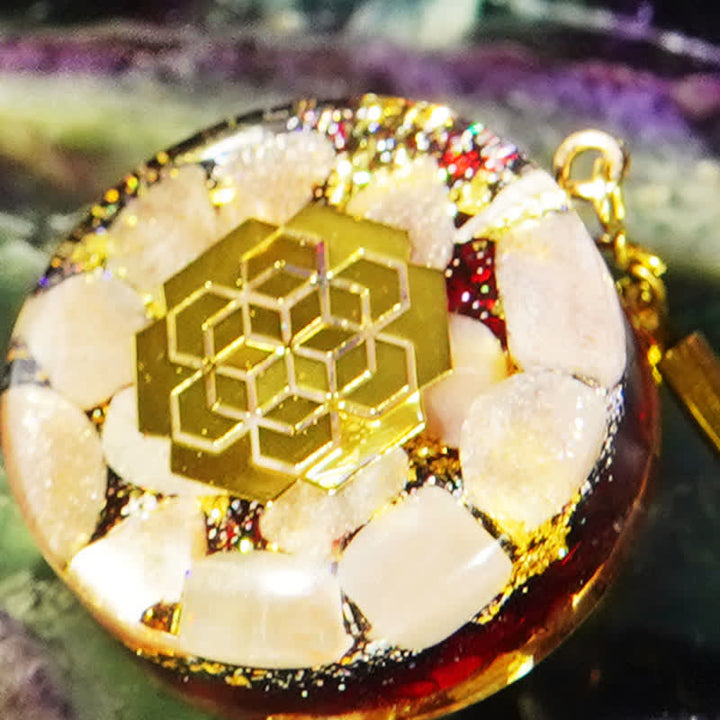 Olivenorma Natural Garnet Sun Stone Orgone Necklace - image 2