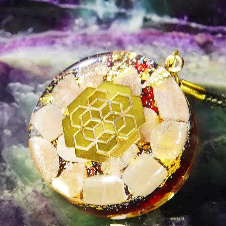 Olivenorma Natural Garnet Sun Stone Orgone Necklace - image 1