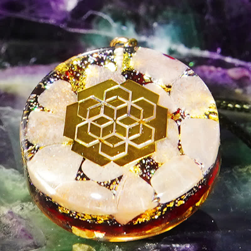 Olivenorma Natural Garnet Sun Stone Orgone Necklace - image 4