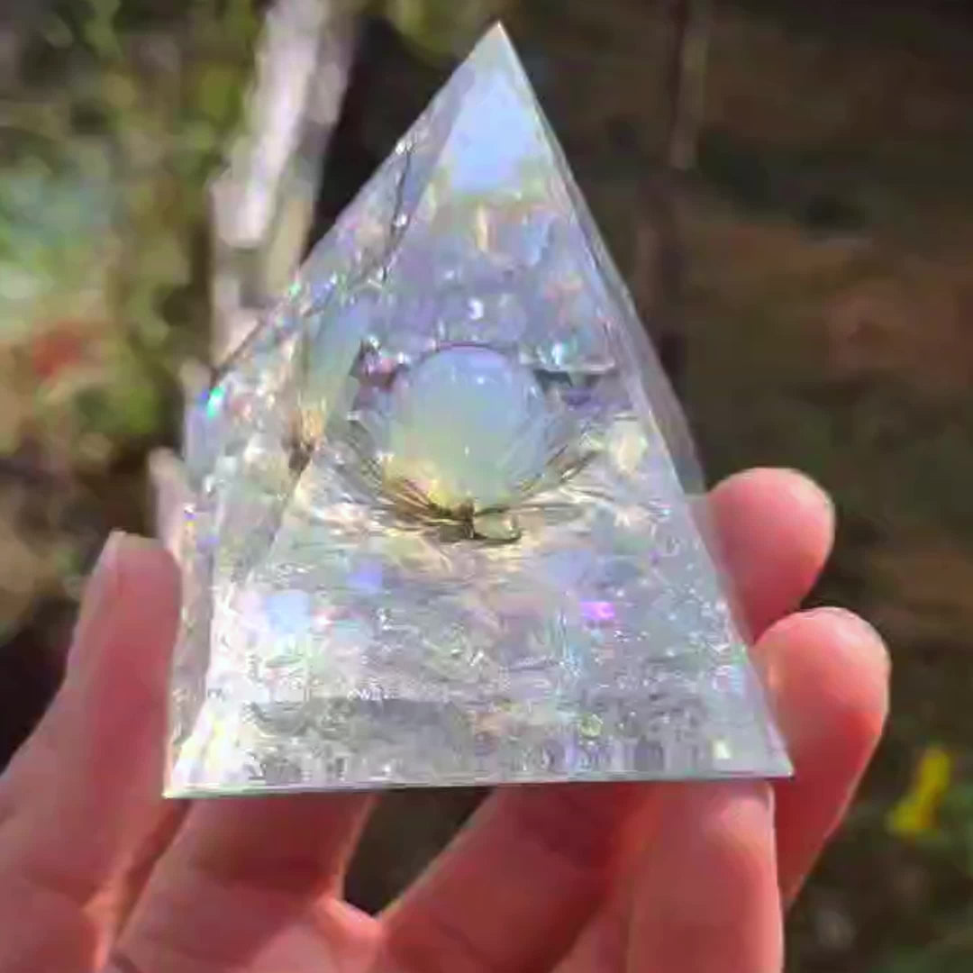 Olivenorma Natural Lotus Opalite Orgone Pyramid - image 2