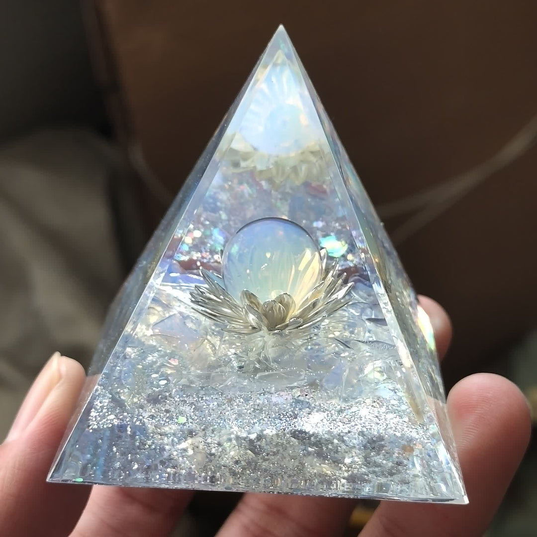 Olivenorma Natural Lotus Opalite Orgone Pyramid - image 4