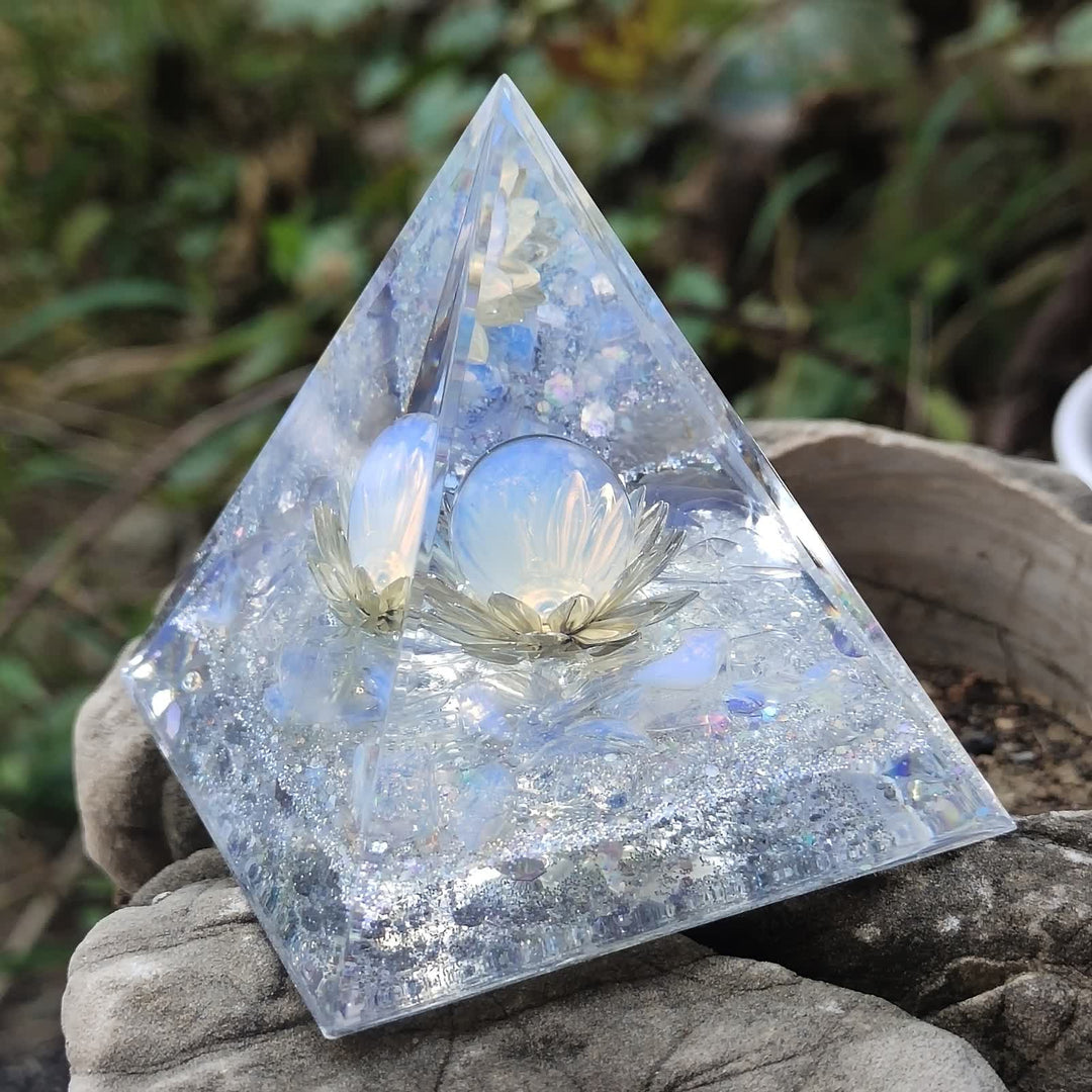 Olivenorma Natural Lotus Opalite Orgone Pyramid - image 1