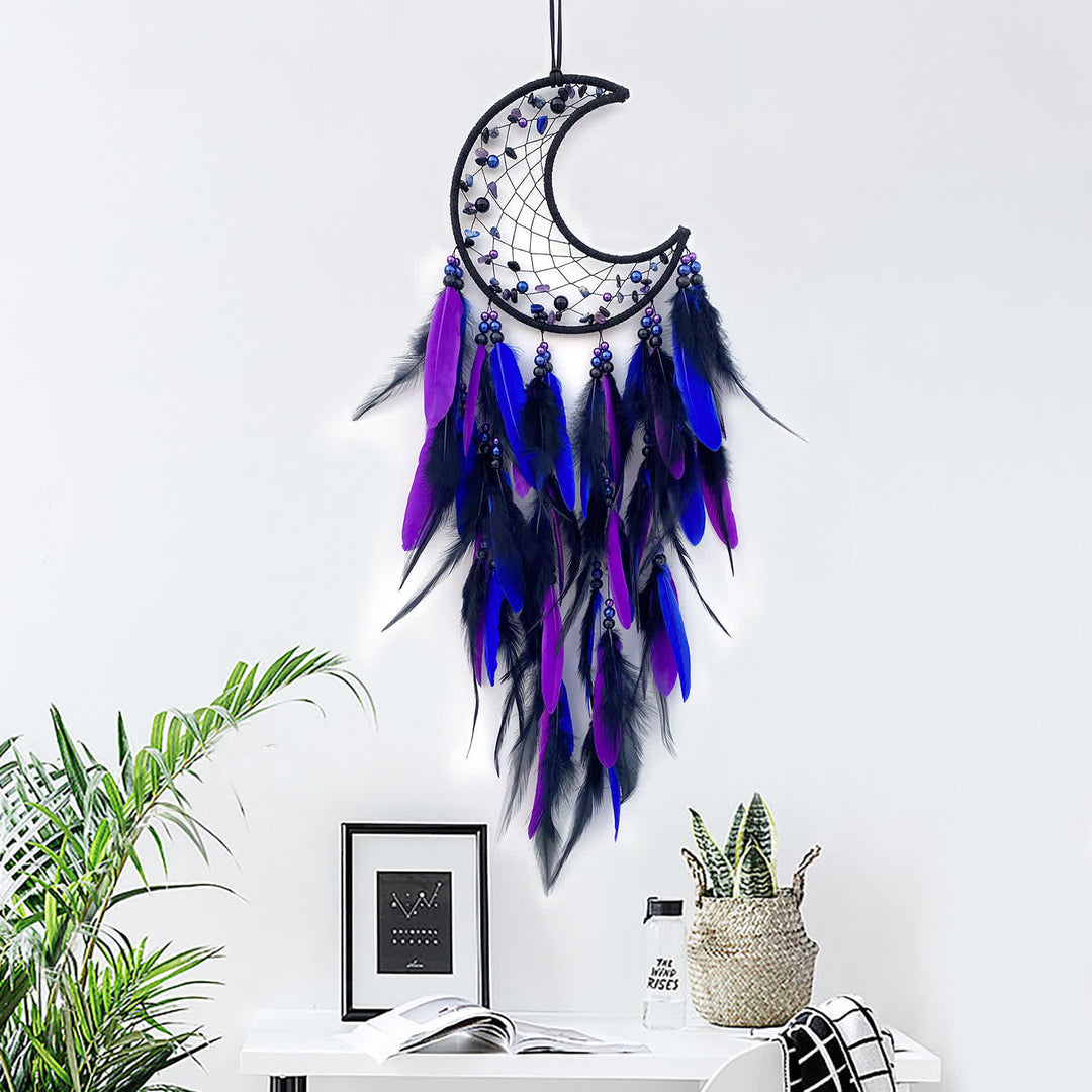 Olivenorma Moon Purple Pink Feather Dream Catcher - Purple - image 1