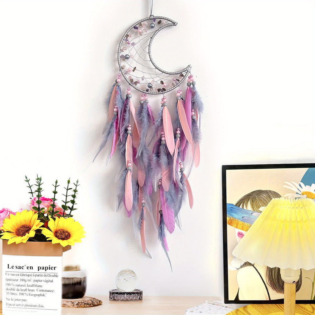 Olivenorma Moon Purple Pink Feather Dream Catcher - Pink - image 4