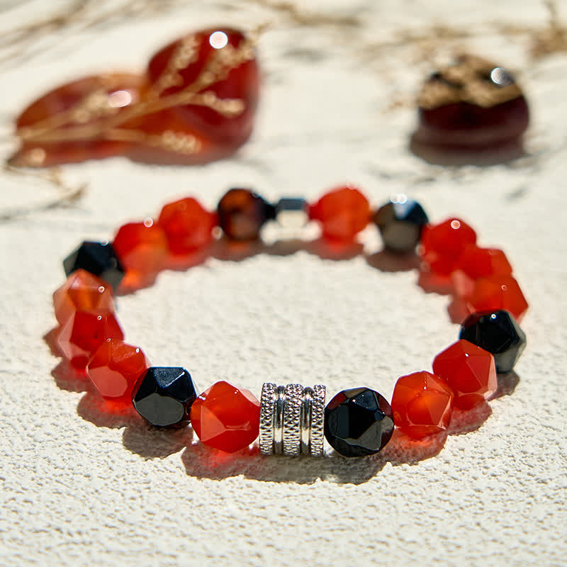 Olivenorma Natural Black Onyx Carnelian Beaded Bracelet - image 2