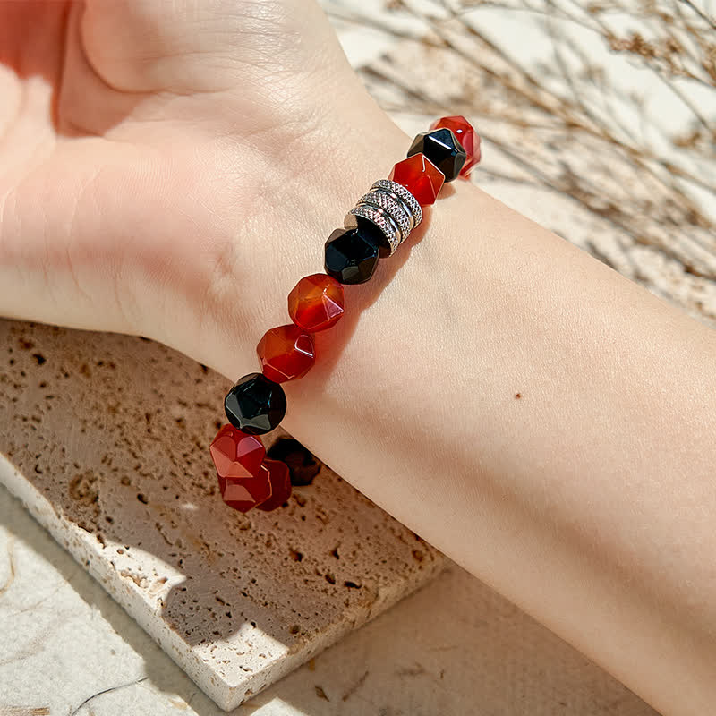 Olivenorma Natural Black Onyx Carnelian Beaded Bracelet - image 1