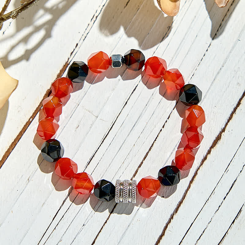 Olivenorma Natural Black Onyx Carnelian Beaded Bracelet - image 5