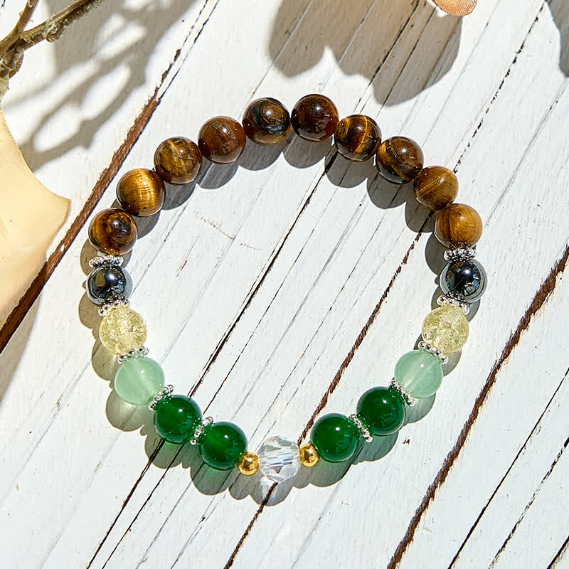Olivenorma Natural Tiger Eye Green Aventurine Beaded Bracelet - image 4