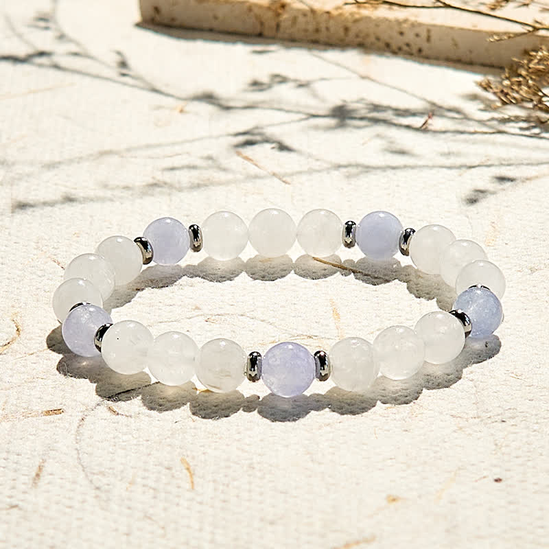 Olivenorma Natural Blue Quartz Clear Crystal Beaded Bracelet - image 3