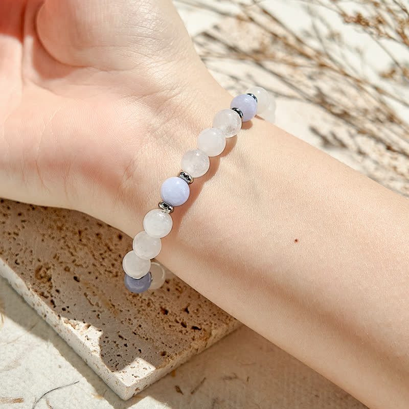 Olivenorma Natural Blue Quartz Clear Crystal Beaded Bracelet - image 1