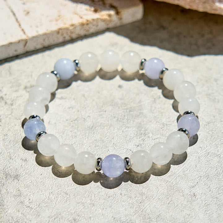 Olivenorma Natural Blue Quartz Clear Crystal Beaded Bracelet - image 2