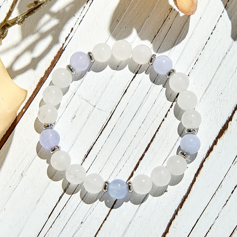 Olivenorma Natural Blue Quartz Clear Crystal Beaded Bracelet - image 4