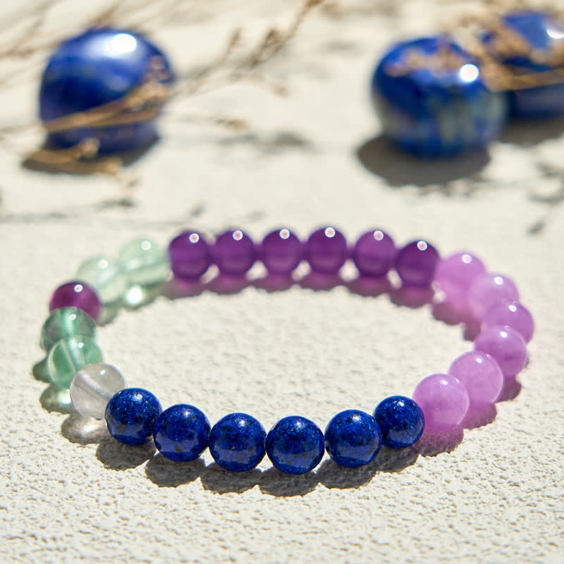 Olivenorma Amethyst Lapis Lazuli Green Fluorite Beaded Bracelet - image 2
