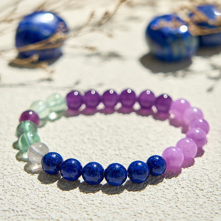 Olivenorma Amethyst Lapis Lazuli Green Fluorite Beaded Bracelet - image 2