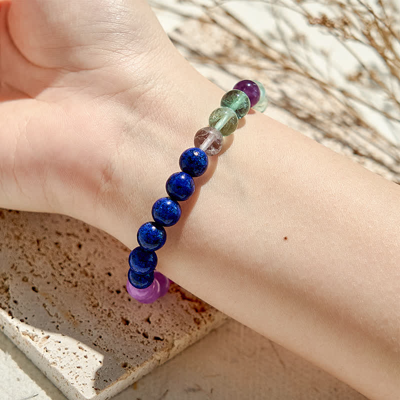 Olivenorma Amethyst Lapis Lazuli Green Fluorite Beaded Bracelet - image 1