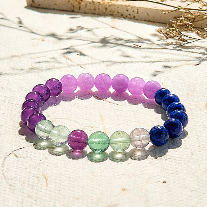 Olivenorma Amethyst Lapis Lazuli Green Fluorite Beaded Bracelet - Natural Stone - image 0