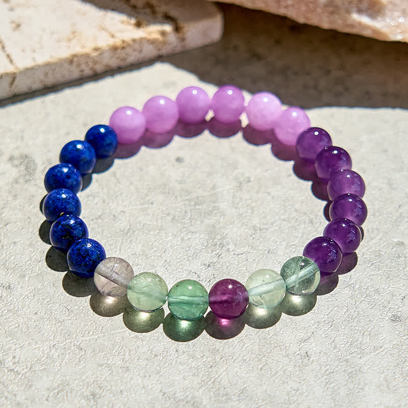 Olivenorma Amethyst Lapis Lazuli Green Fluorite Beaded Bracelet - image 3