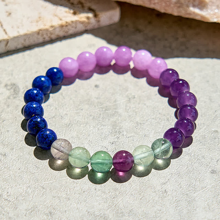 Olivenorma Amethyst Lapis Lazuli Green Fluorite Beaded Bracelet - image 3