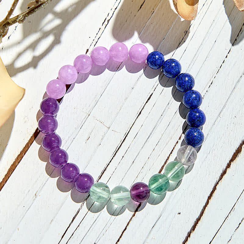 Olivenorma Amethyst Lapis Lazuli Green Fluorite Beaded Bracelet - image 4