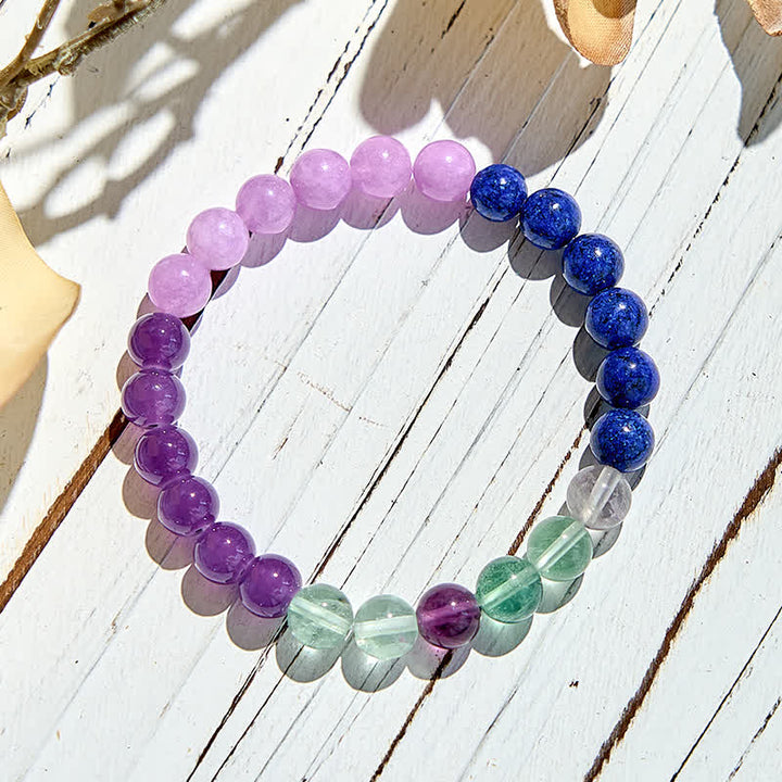 Olivenorma Amethyst Lapis Lazuli Green Fluorite Beaded Bracelet - image 4