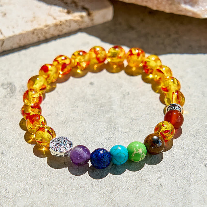Olivenorma Amber Chakra Tree of Life Beaded Bracelet - image 2