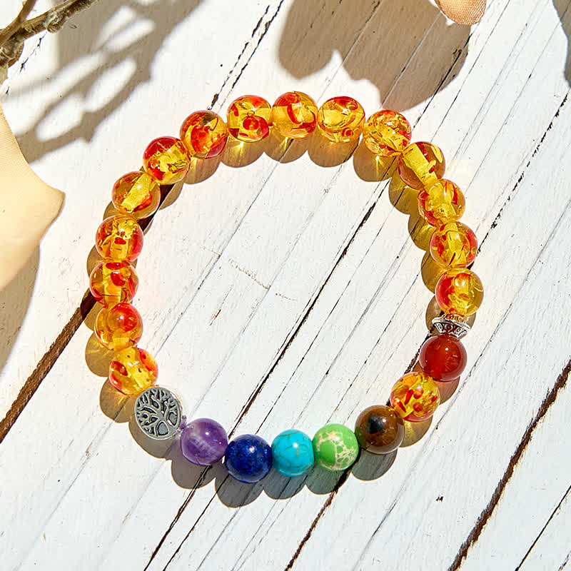 Olivenorma Amber Chakra Tree of Life Beaded Bracelet - image 3