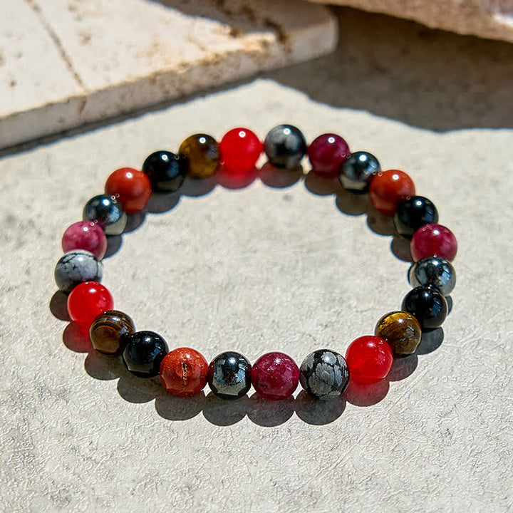 Olivenorma Snowflake Obsidian Hematite Ruby Quartz Beaded Bracelet - image 3