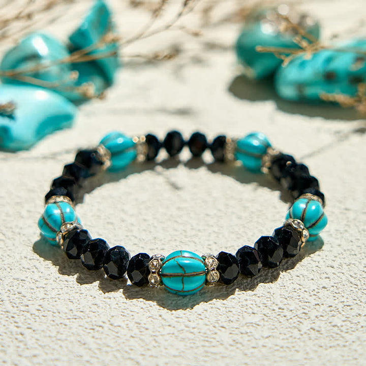 Olivenorma Pumpkin Shape Turquoise Obsidian Beaded Bracelet - image 2