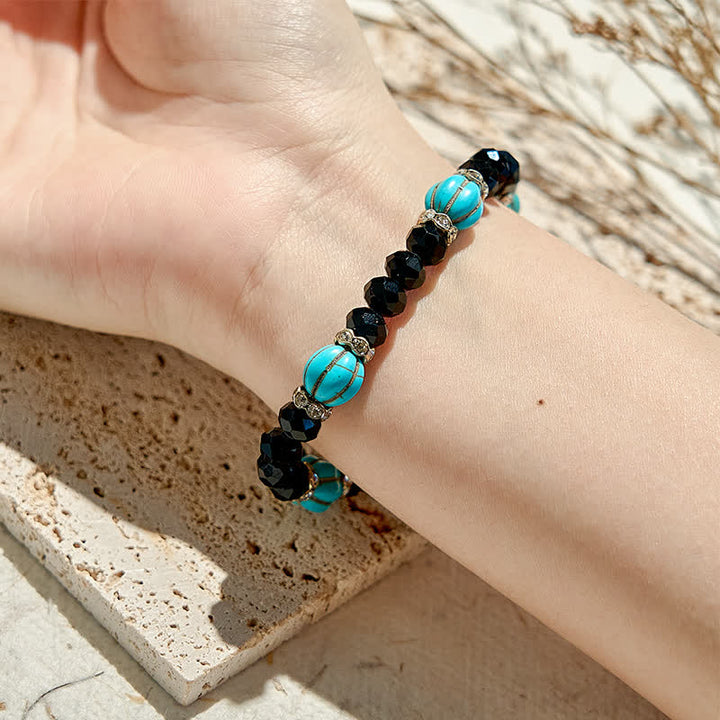 Olivenorma Pumpkin Shape Turquoise Obsidian Beaded Bracelet - image 1