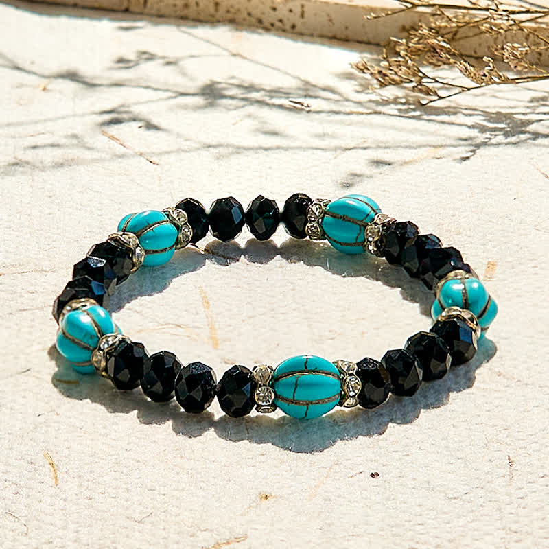 Olivenorma Pumpkin Shape Turquoise Obsidian Beaded Bracelet - image 3