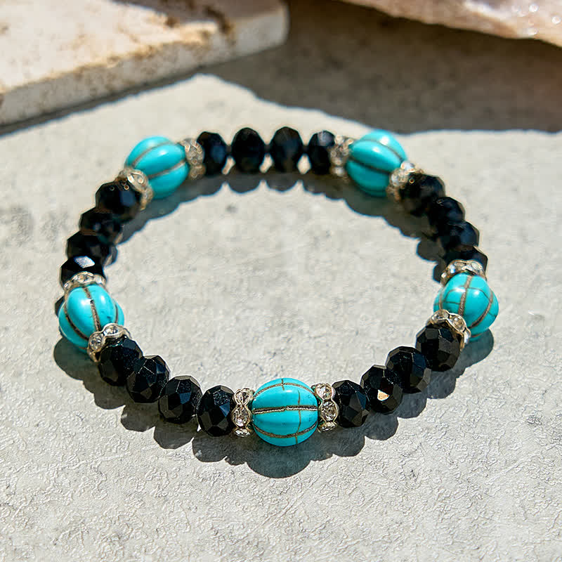 Olivenorma Pumpkin Shape Turquoise Obsidian Beaded Bracelet - image 4