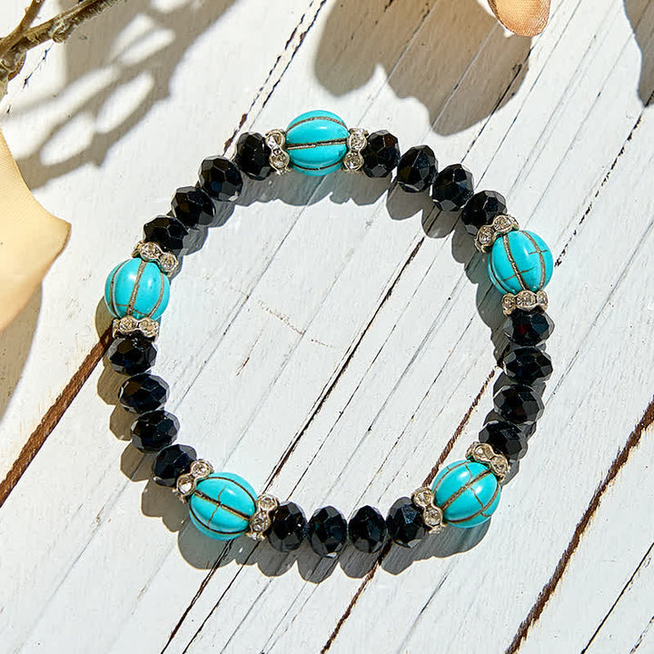 Olivenorma Pumpkin Shape Turquoise Obsidian Beaded Bracelet - image 5