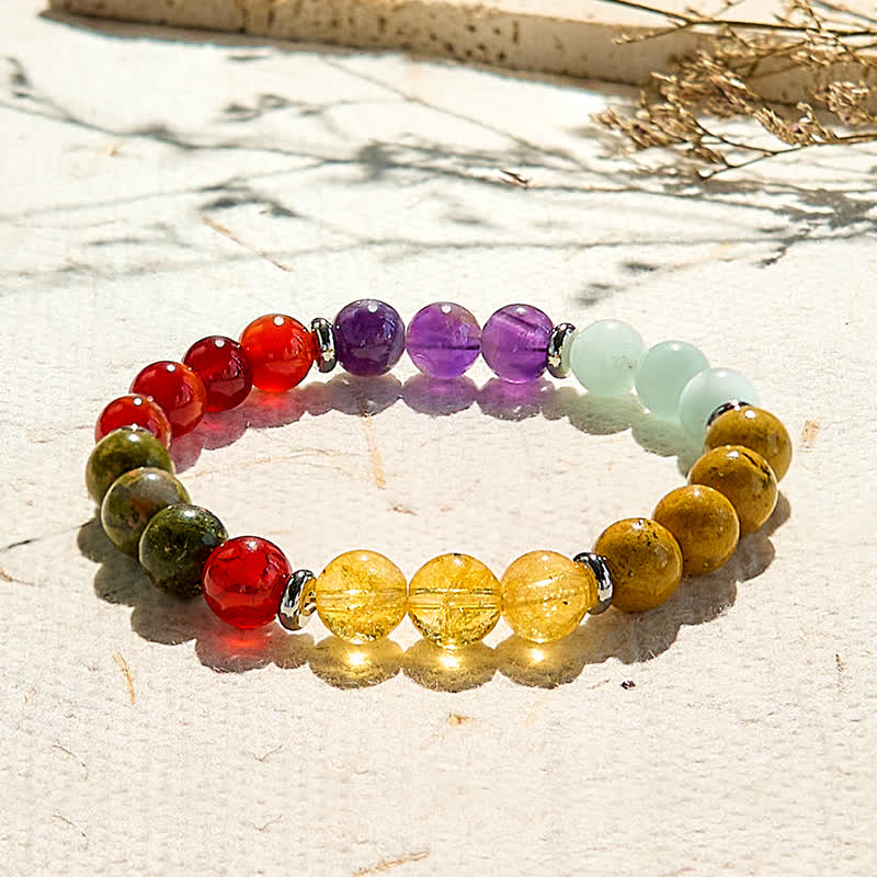Olivenorma 8mm Five Natural Stone Beaded Bracelet - image 2
