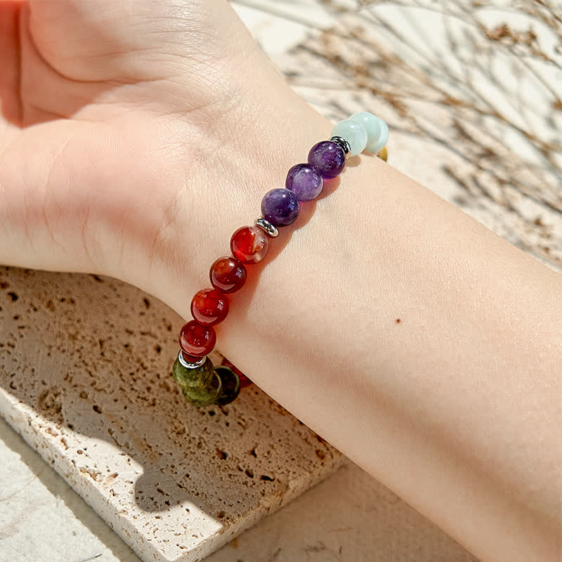 Olivenorma 8mm Five Natural Stone Beaded Bracelet - image 1
