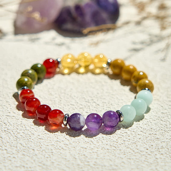 Olivenorma 8mm Five Natural Stone Beaded Bracelet - image 3