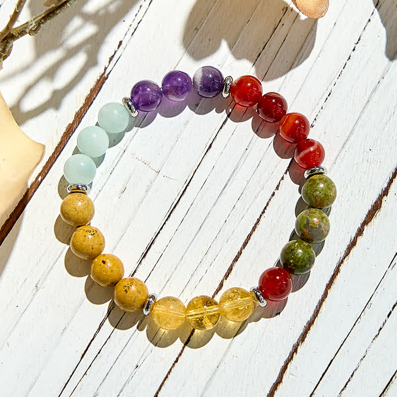 Olivenorma 8mm Five Natural Stone Beaded Bracelet - image 5