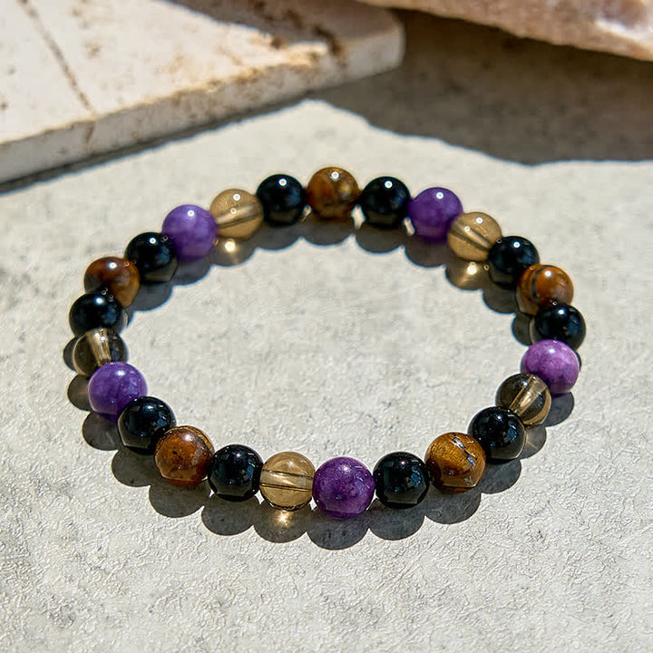 Olivenorma Obsidian Tiger Eye Charoite Beaded Bracelet - image 3