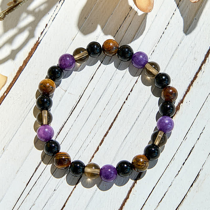 Olivenorma Obsidian Tiger Eye Charoite Beaded Bracelet - image 4