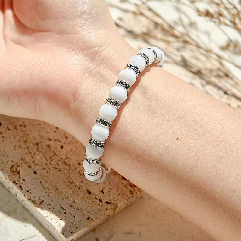 Olivenorma Natural White Jade Beaded Bracelet - image 1