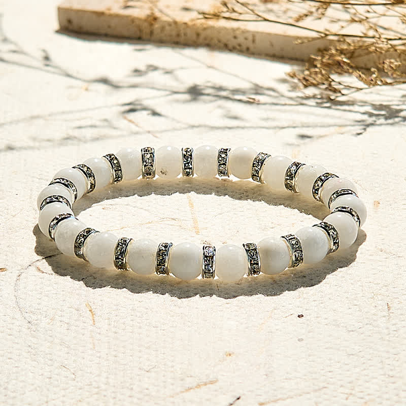 Olivenorma Natural White Jade Beaded Bracelet - White Jade - image 0