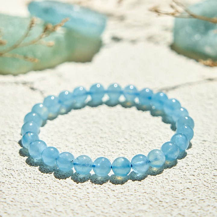 Olivenorma 7-14mm Natural Aquamarine Beaded Bracelet - image 2