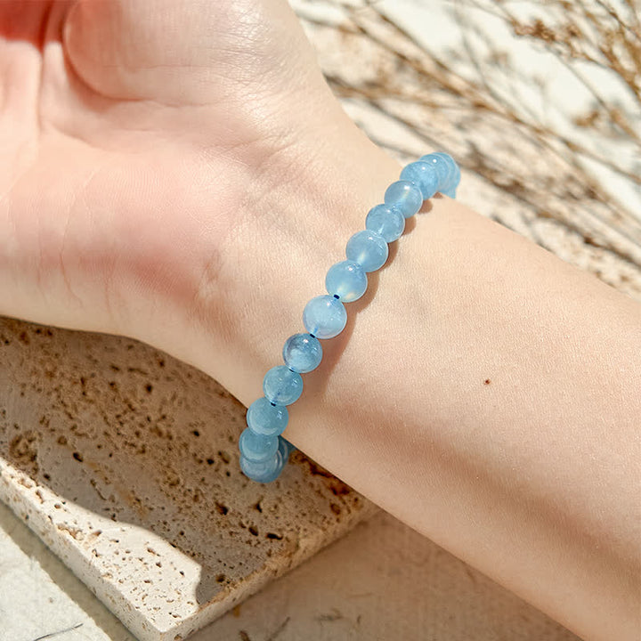 Olivenorma 7-14mm Natural Aquamarine Beaded Bracelet - image 1