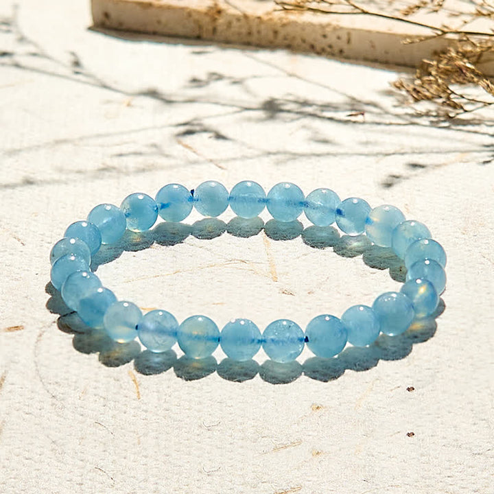 Olivenorma 7-14mm Natural Aquamarine Beaded Bracelet - 13-14mm - image 0