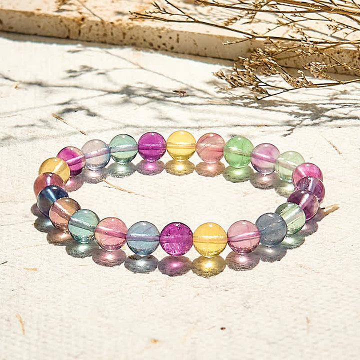 Olivenorma Natural Rainbow Fluorite Beaded Bracelet - Rainbow Fluorite - 9-10mm - image 0