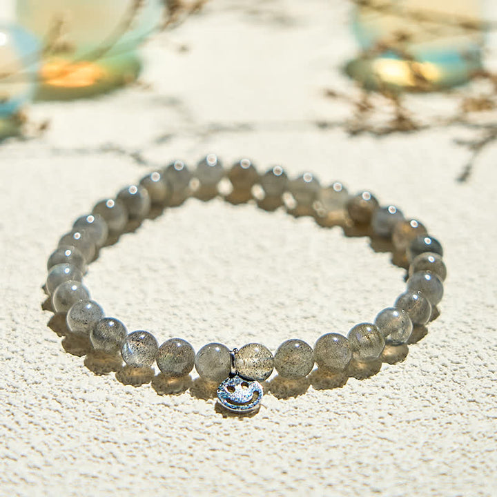 Olivenorma Natural Labradorite Beaded Smiley Face Pendant Bracelet - image 2